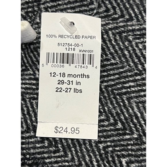 NWT GAP Baby Boy Fleece Pants Sz 12-18M Black Gray Chevron Pull-On - Picture 3 of 4